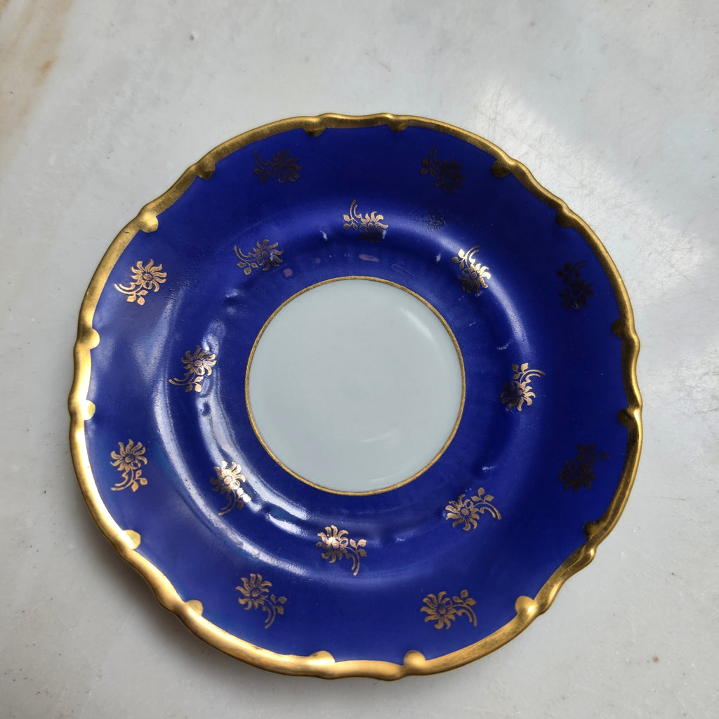 Edle Vintage Mokkatasse mit Untertasse – Kobaltblau & Innenvergoldung (Austria Porzellan)