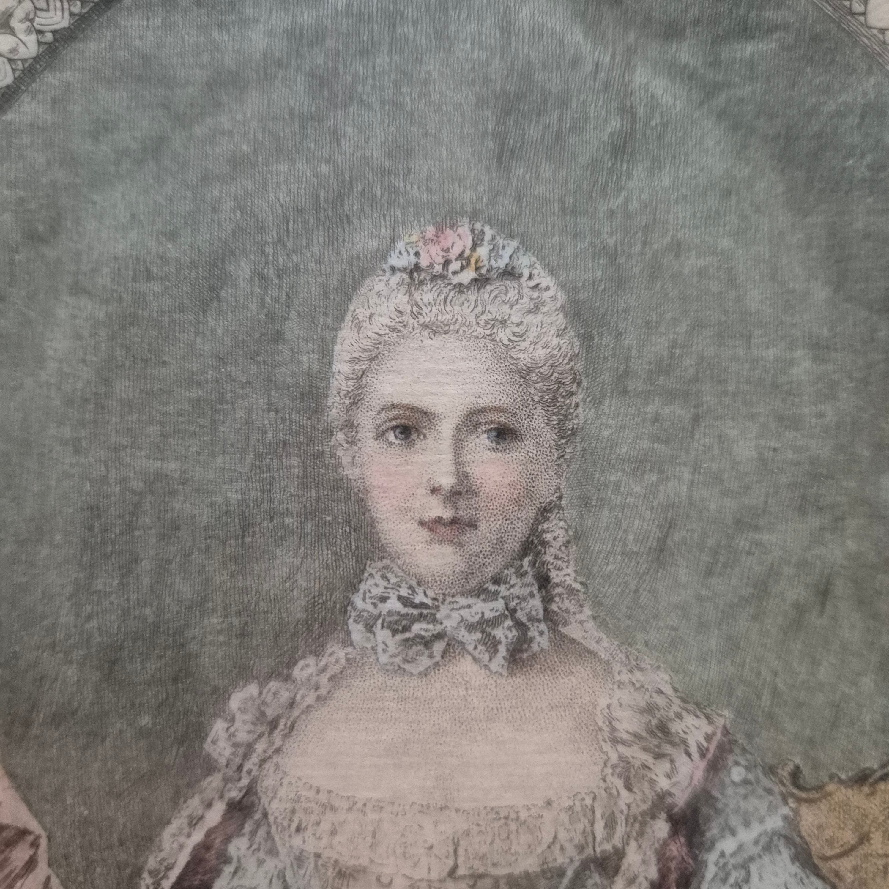 Antiker Farbstich „Madame Adélaïde de France“ – Radierung von G. Mercier (gerahmt)