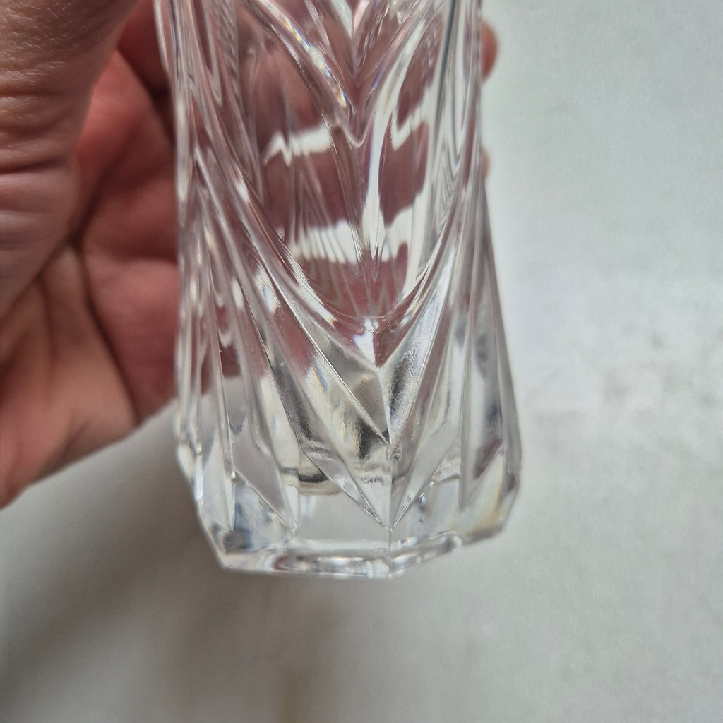 Wunderschöne Vintage Kristalloptik Glas Vase transparent