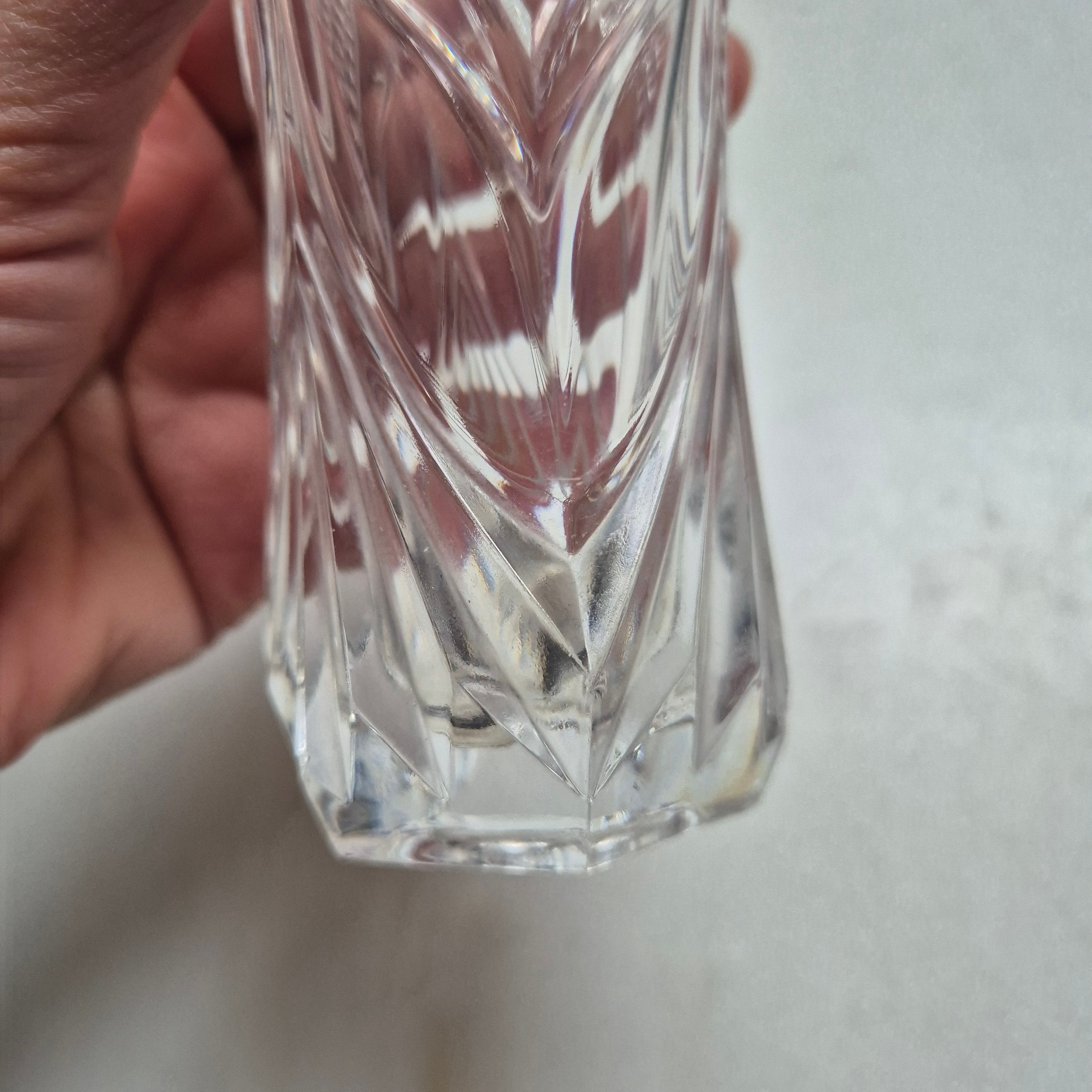 Wunderschöne Vintage Kristalloptik Glas Vase transparent