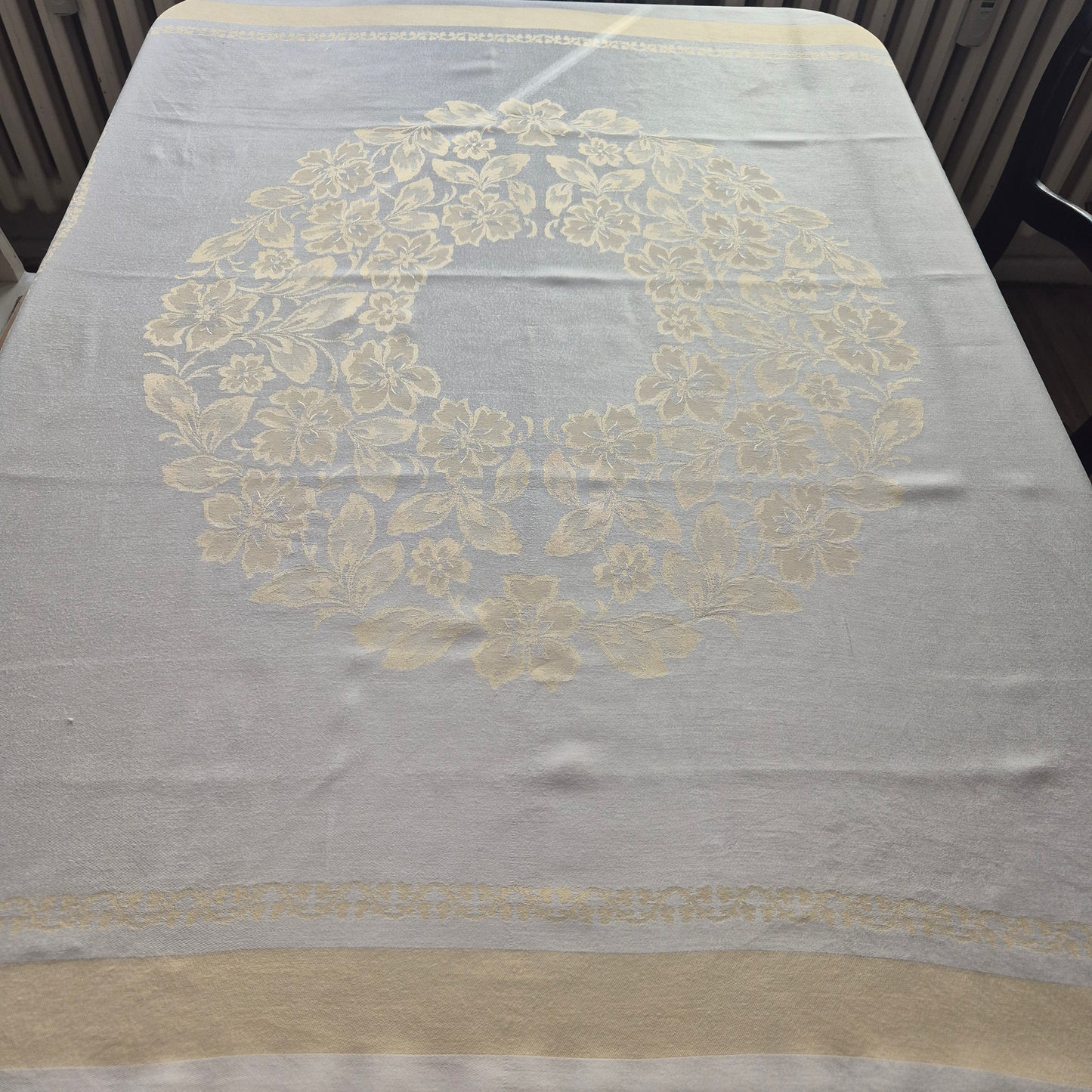 Vintage Tischdecke Pastellgelb 100x120cm Landhaus French