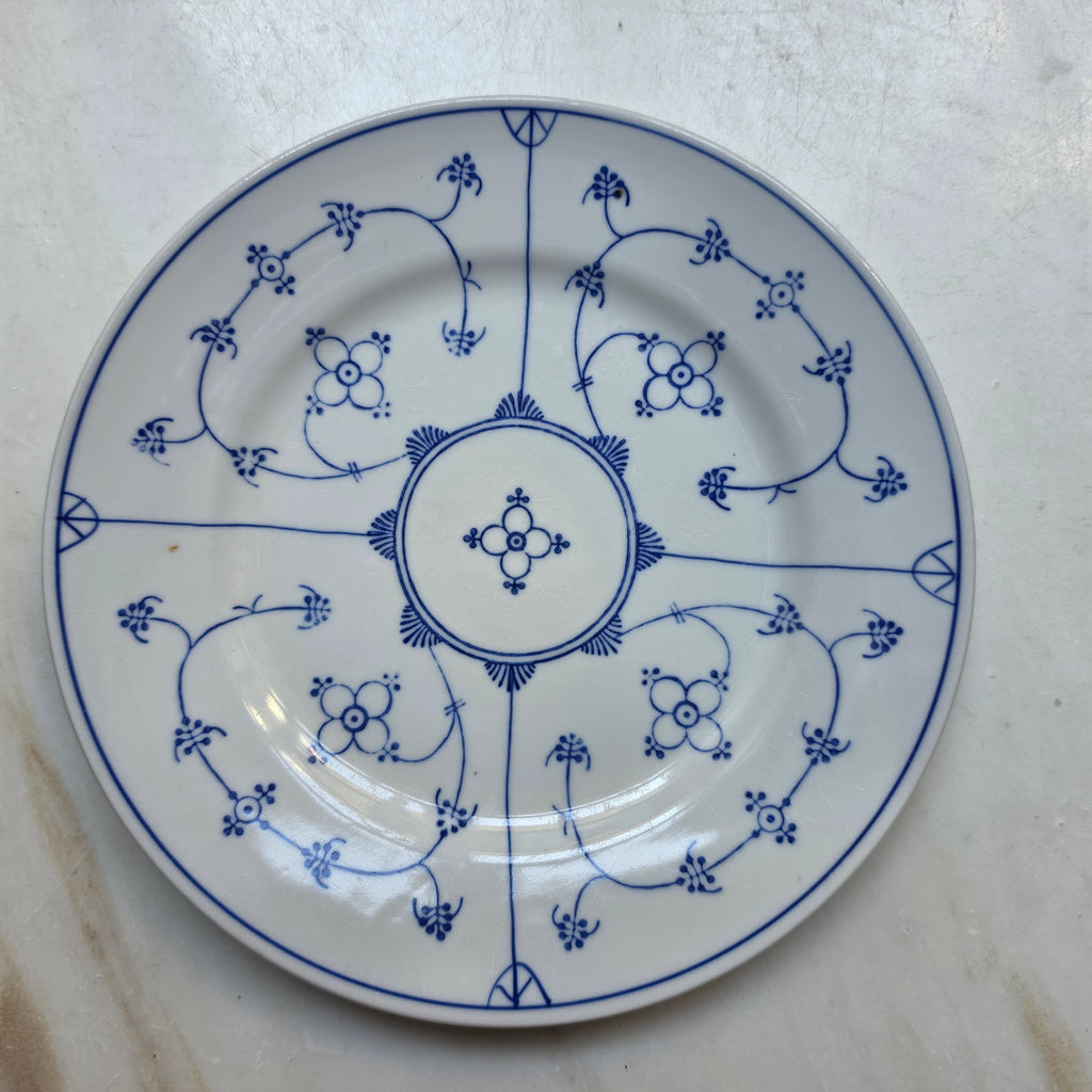 Klassischer Porzellanteller mit Strohmuster / Zwiebelmuster-Dekor – Blau-Weiß Fine China