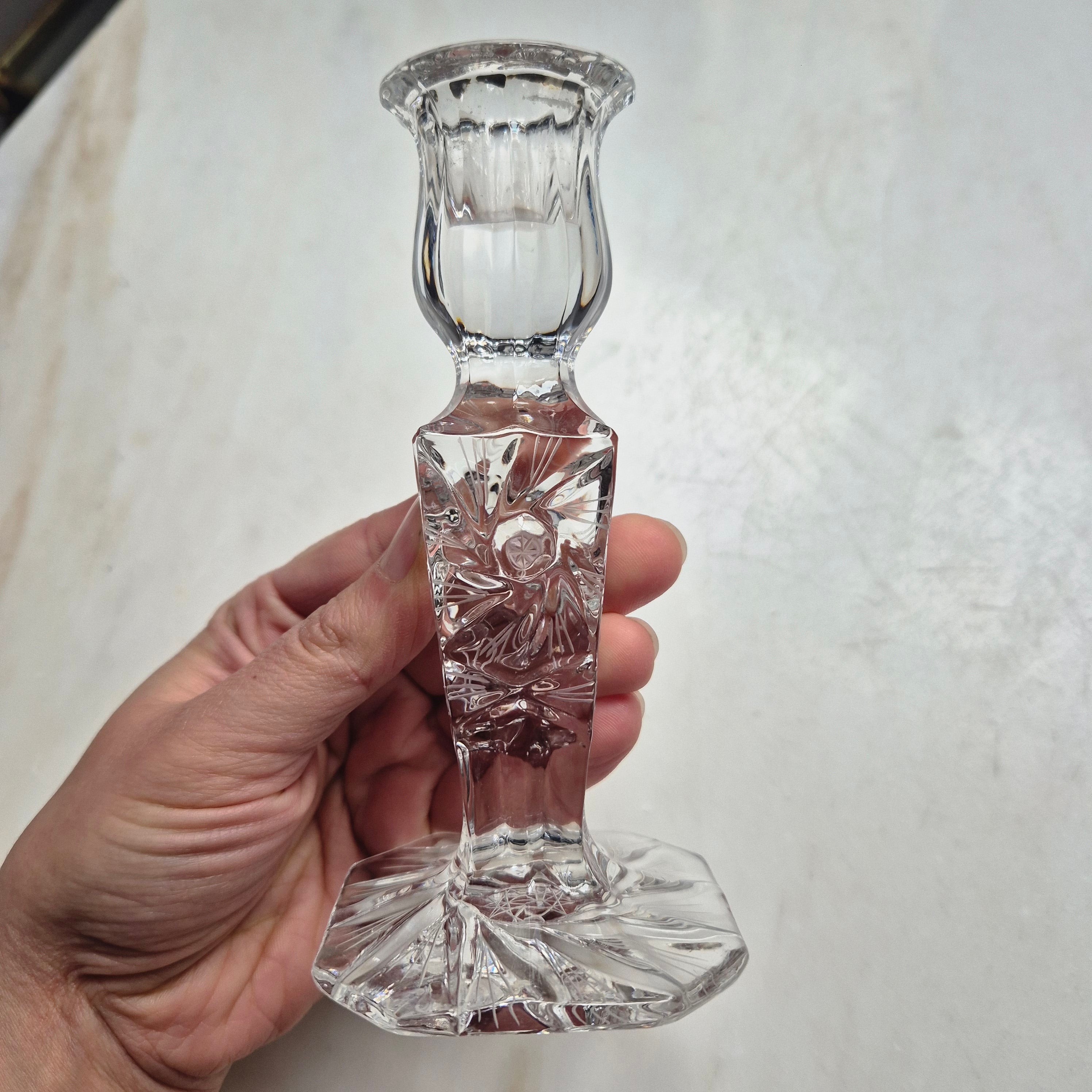 Vintage Kerzenhalter Kristall Glas Kerzenständer