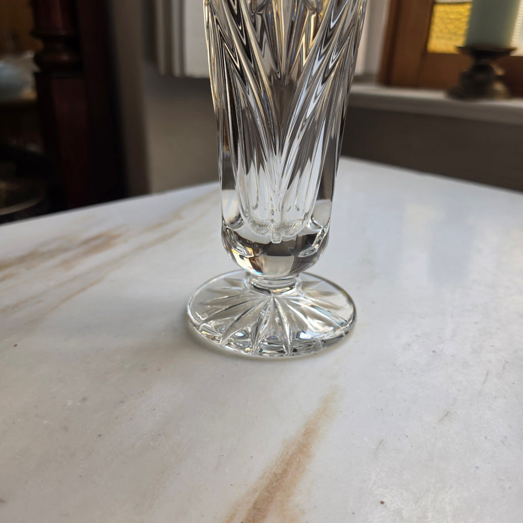 Klassische Kristallvase mit Edlem Sternschliff – Vintage Glasvase mit Standfuß & Wellenrand