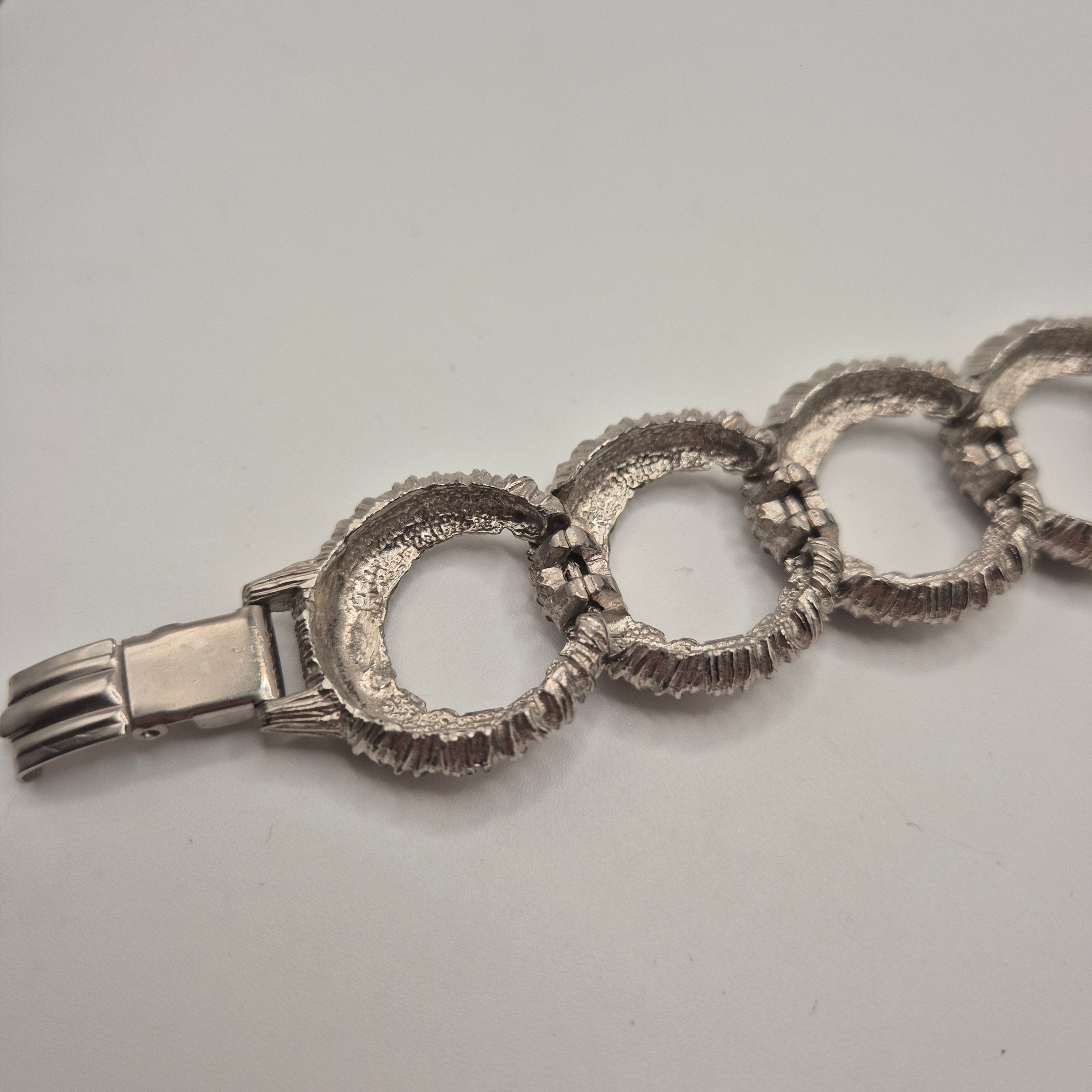 Silbernes Vintage Armband massiv Metall Statement 80er Jahre