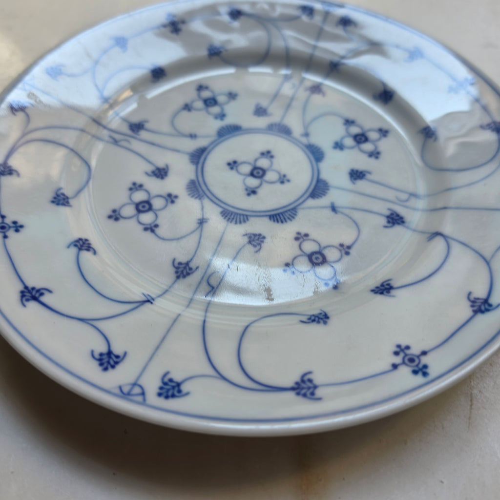 Vintage Moschendorf Bavaria Porzellan-Teller - Strohblume Blau-Weiß - Made in GDR / DDR