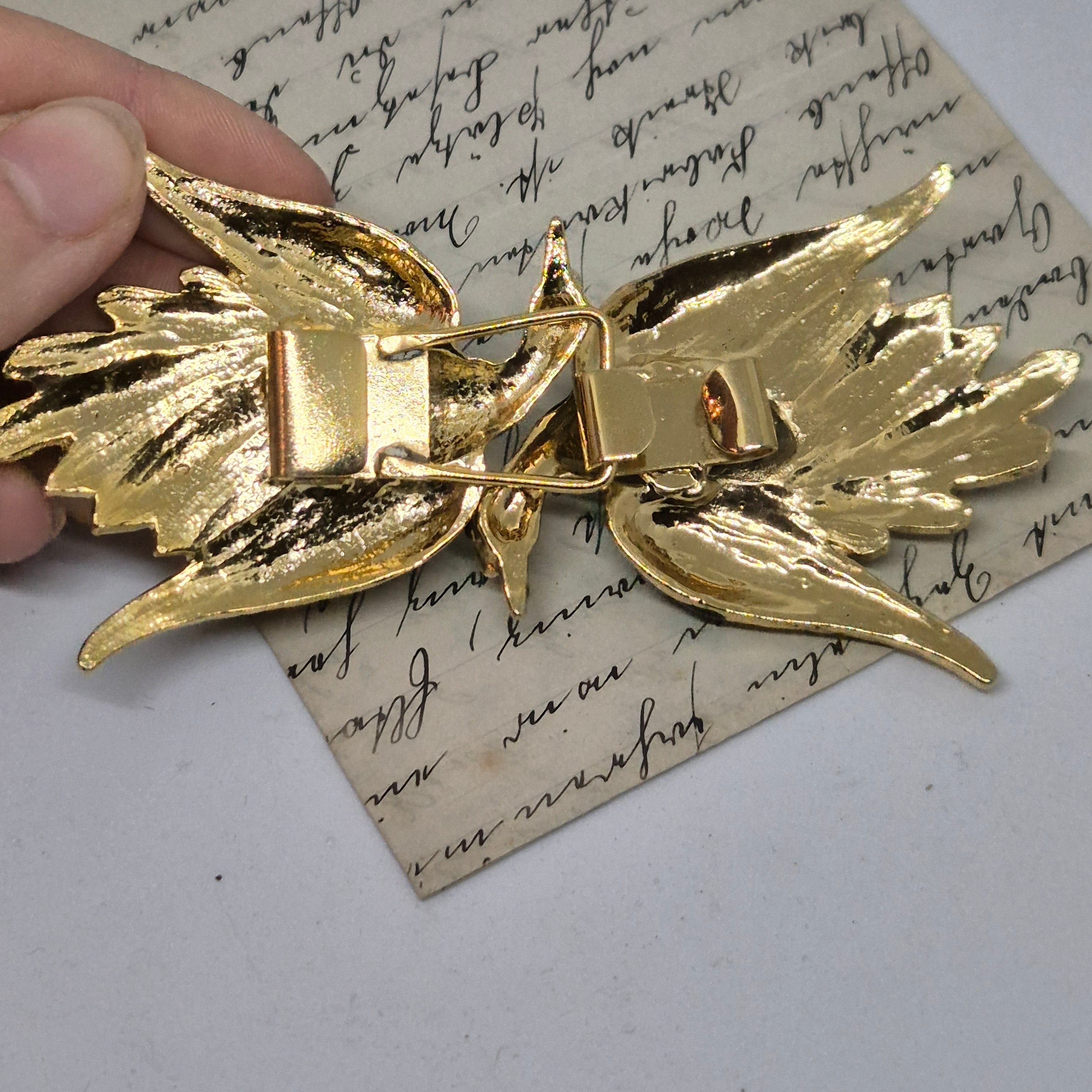 Vintage Gürtelschnalle 2-Teilig Trachtenschnalle Taillengürtel aus den 80ern-Handmade aus Berlin gold grau Schwan Kranich Vogel
