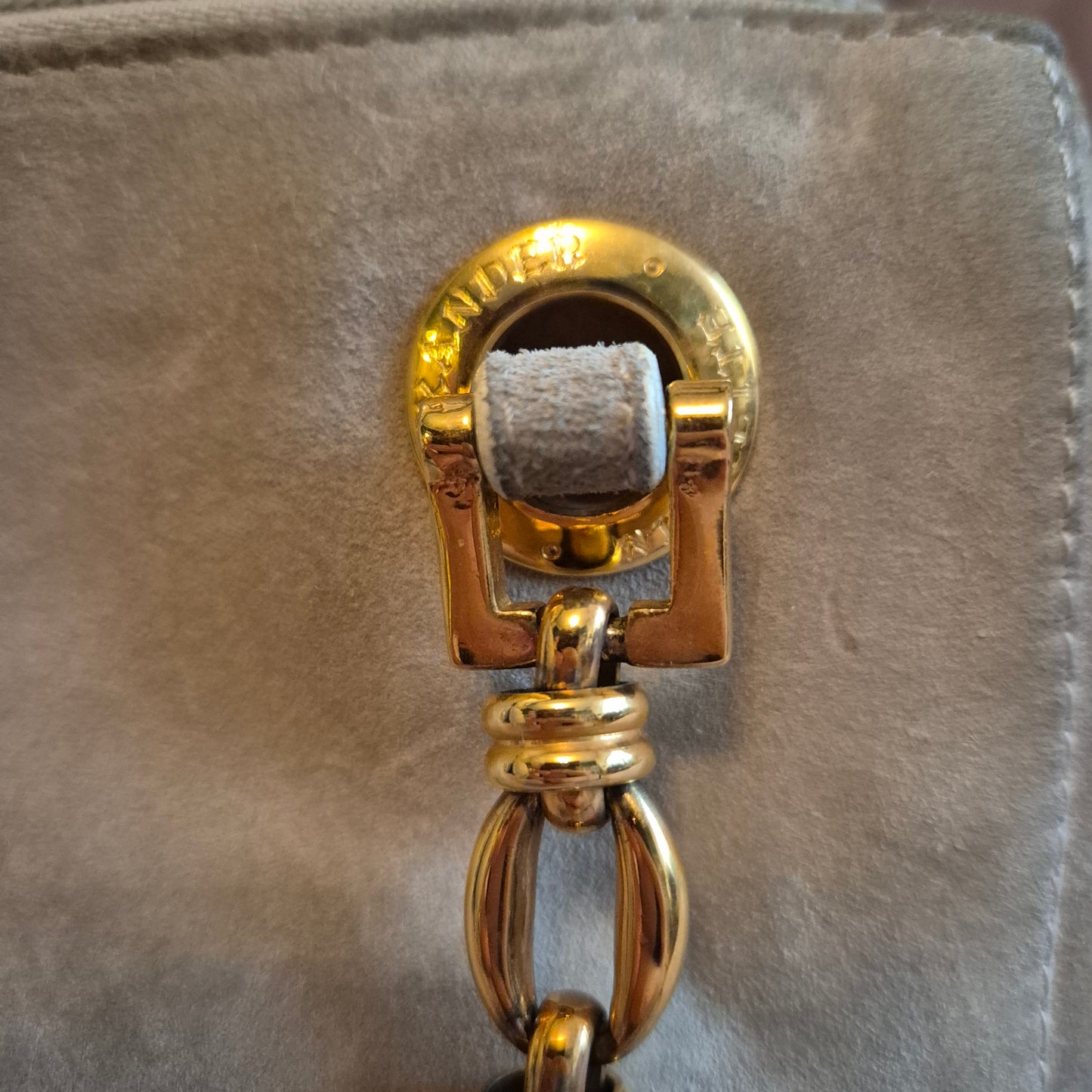 Edle 90er Jahre Alexander NICOLETTE Vintage Tasche | Grau Gold | Wappen-Logo