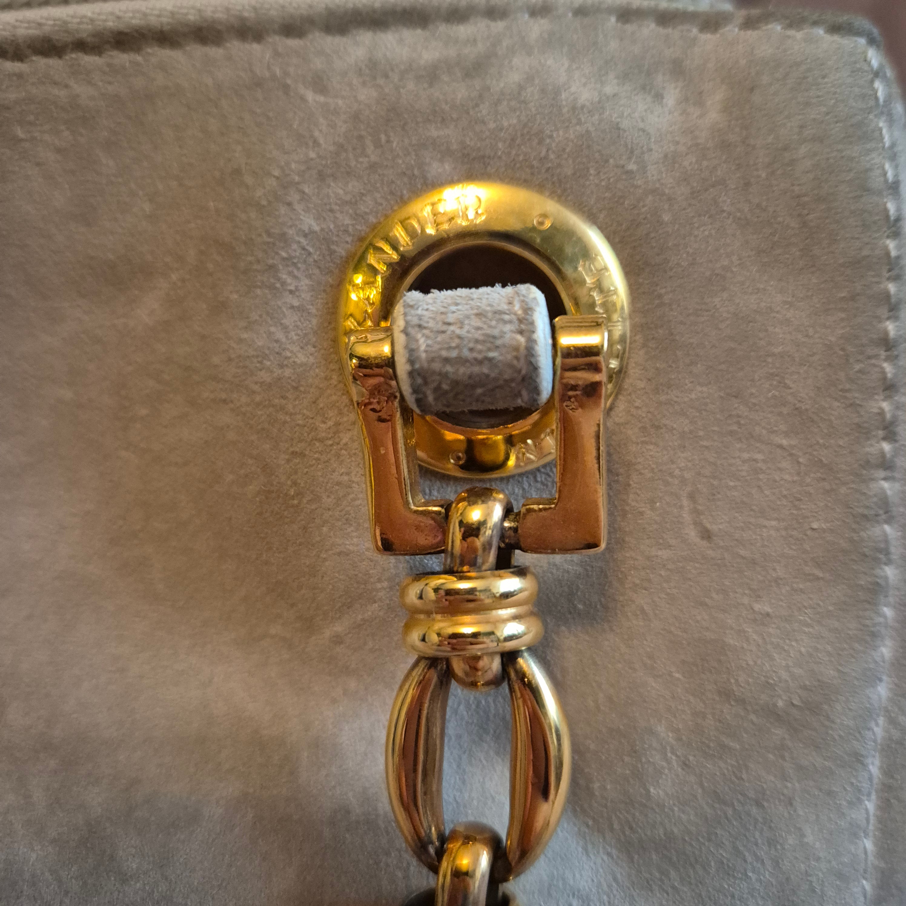 Edle 90er Jahre Alexander NICOLETTE Vintage Tasche | Grau Gold | Wappen-Logo