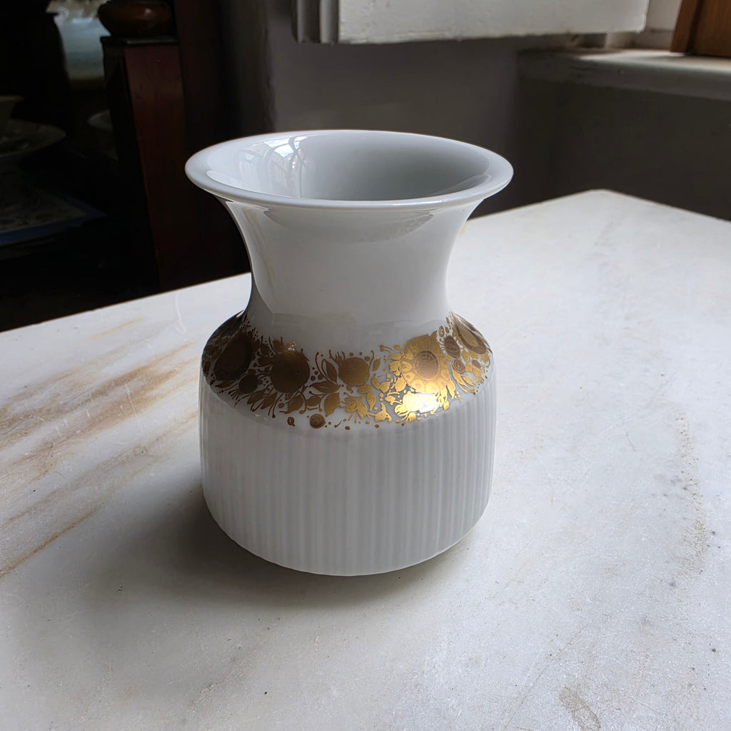 Rosenthal studio-linie: Vintage Porzellan-Vase mit Golddekor (70er Jahre)