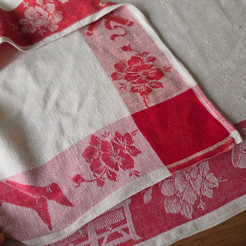 Antikes „Rolltuch“ - Mangeltuch mit seltenem Mangel-Motiv – Um 1900 - 80x195cm