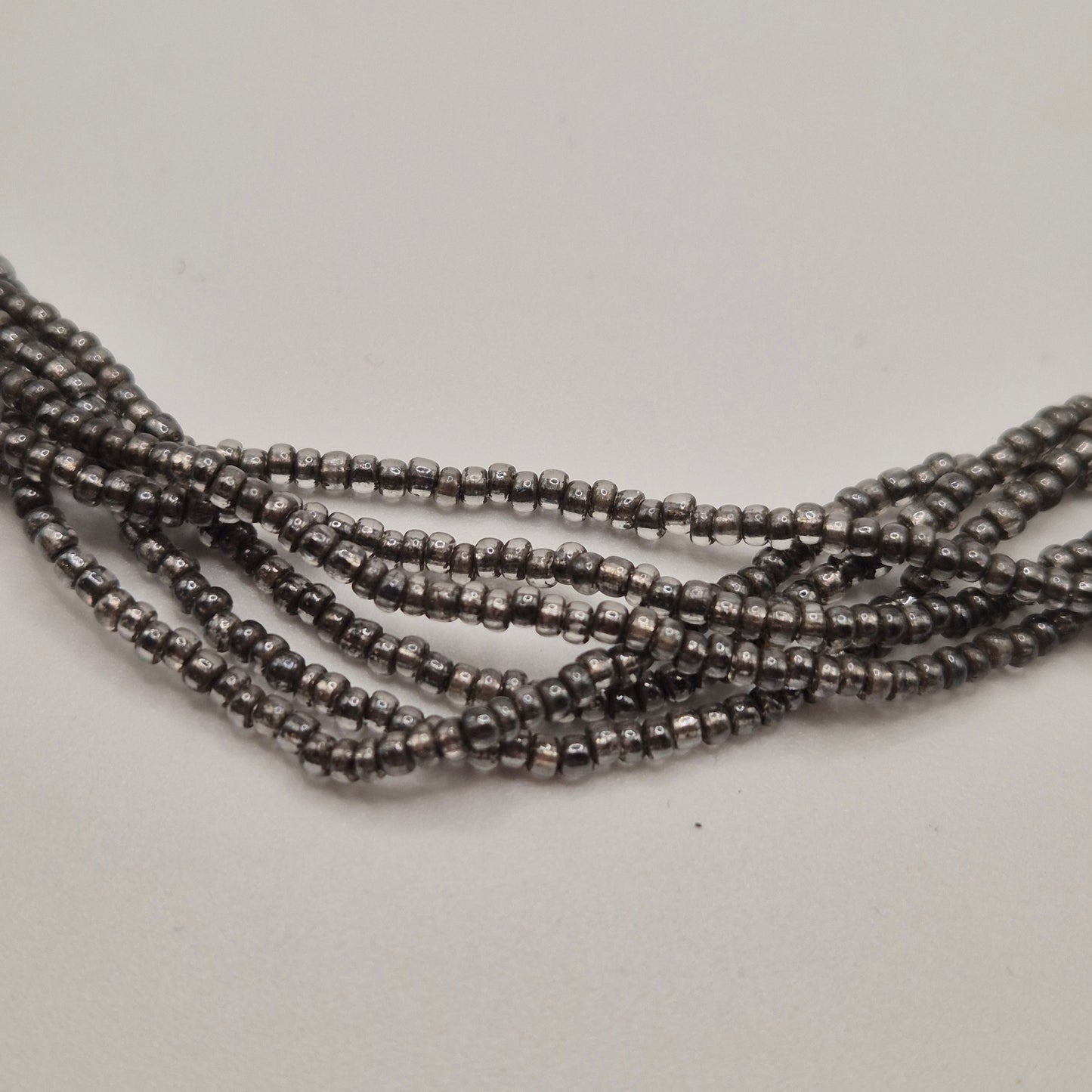 Vintage Multi-Strand Halskette Perlenkette grau braun