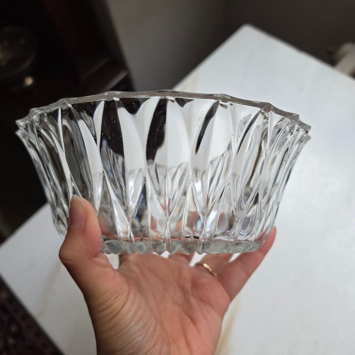 Eleganter Bleikristall-Schale mit Sternschliff – Kristallglas Schüssel