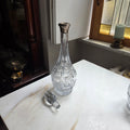 Antike Kristall-Karaffe mit Silberfassung & Facettenschliff-Stopfen-Vintage Dekanter