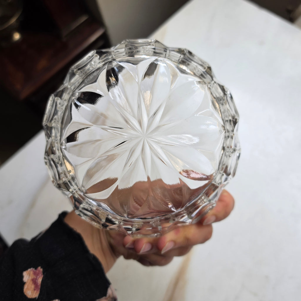 Vintage Reims France Glasschale - Dessertschale – Facettiertes Kristallglas-Design