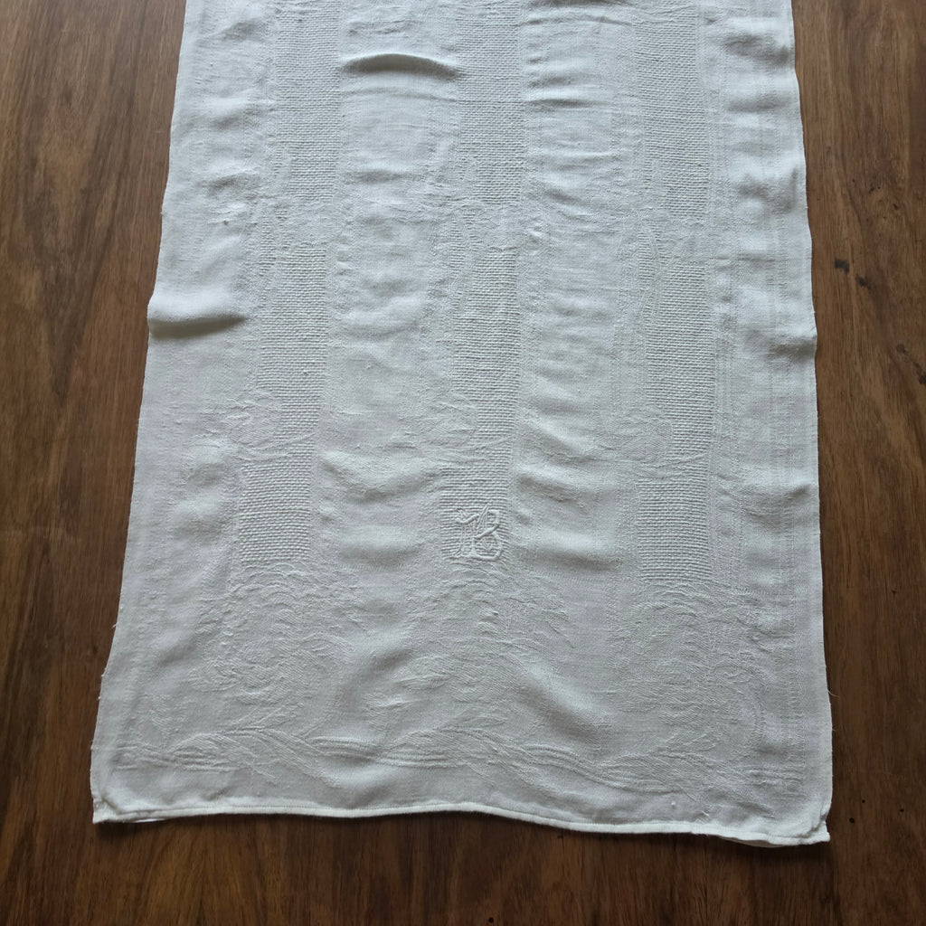 Antikes Aussteuer-Geschirrtuch - Echtes Leinen mit Monogramm M.B. - 47x100cm