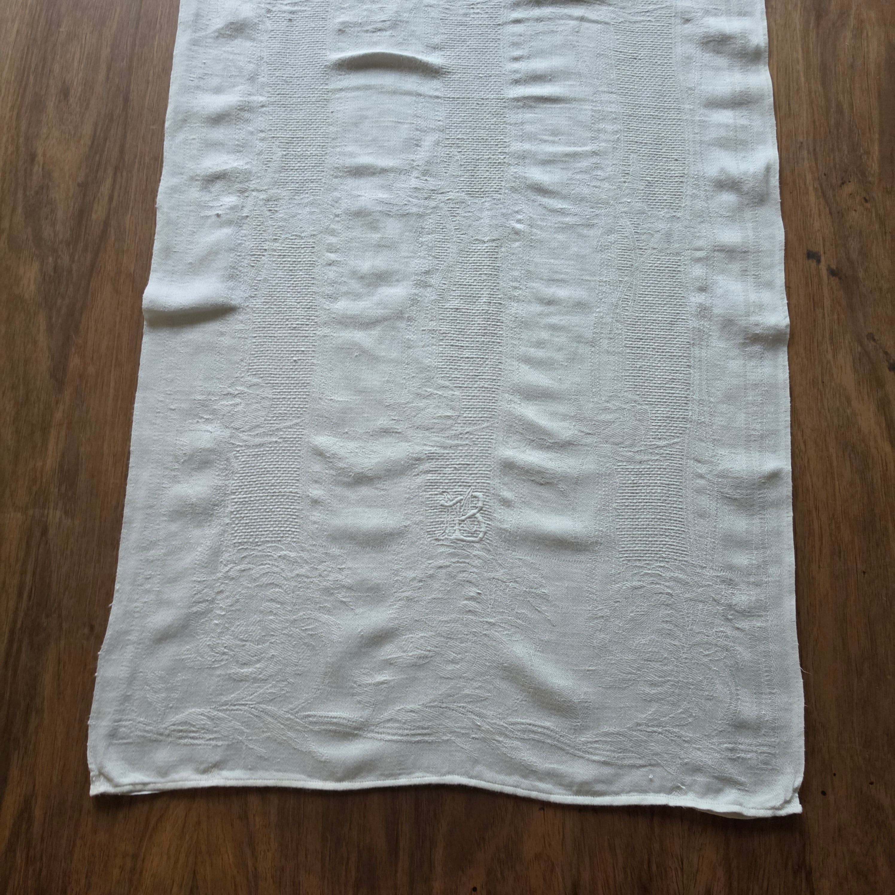 Antikes Aussteuer-Geschirrtuch - Echtes Leinen mit Monogramm M.B. - 47x100cm