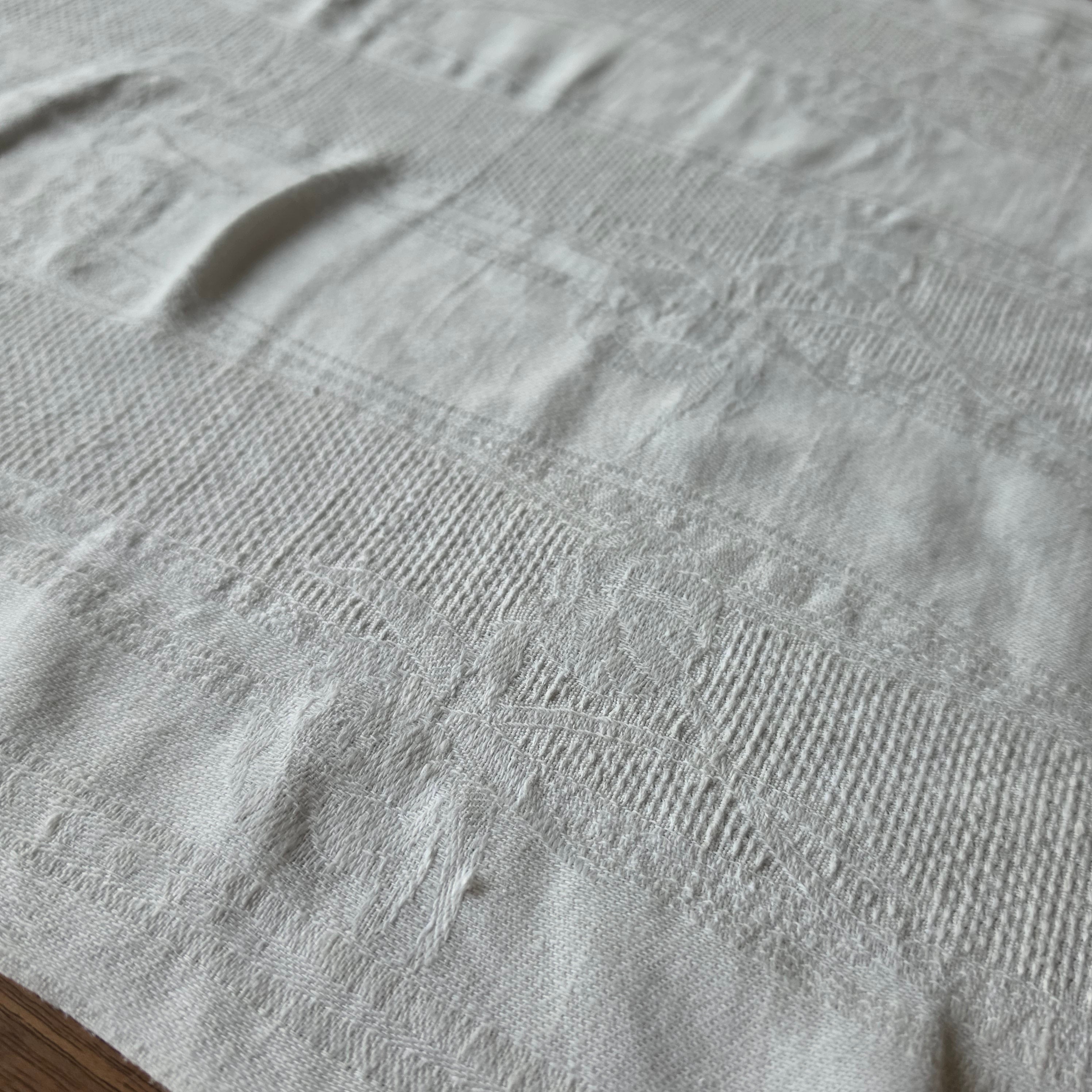 Antikes Aussteuer-Geschirrtuch - Echtes Leinen mit Monogramm M.B. - 47x100cm