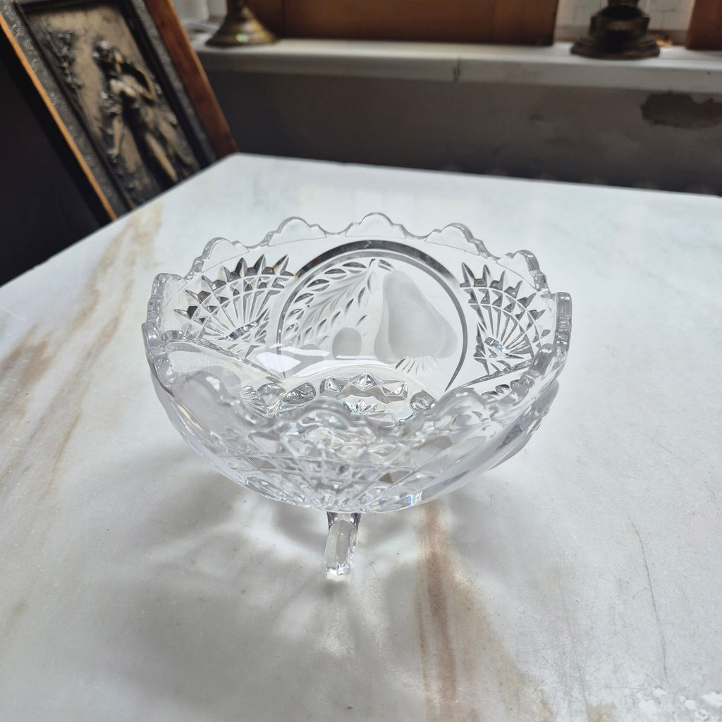 Vintage Glasschale auf drei Füßen