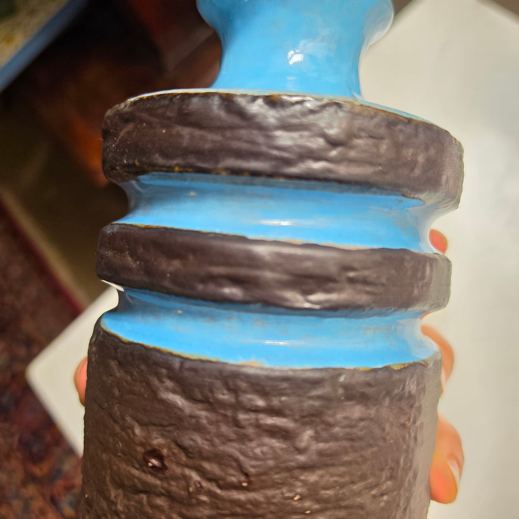 Retro Vase blau schwarz 70er Jahre Vintage Keramik alt und einzigartig