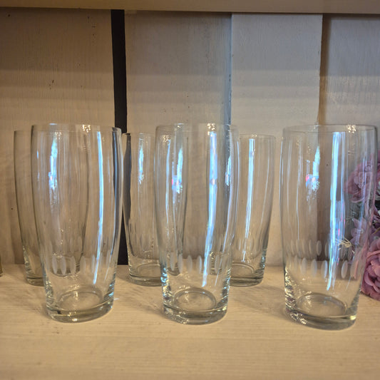 6x Vintage Gläser DDR einfaches Muster dünnes Glas Wassergläser