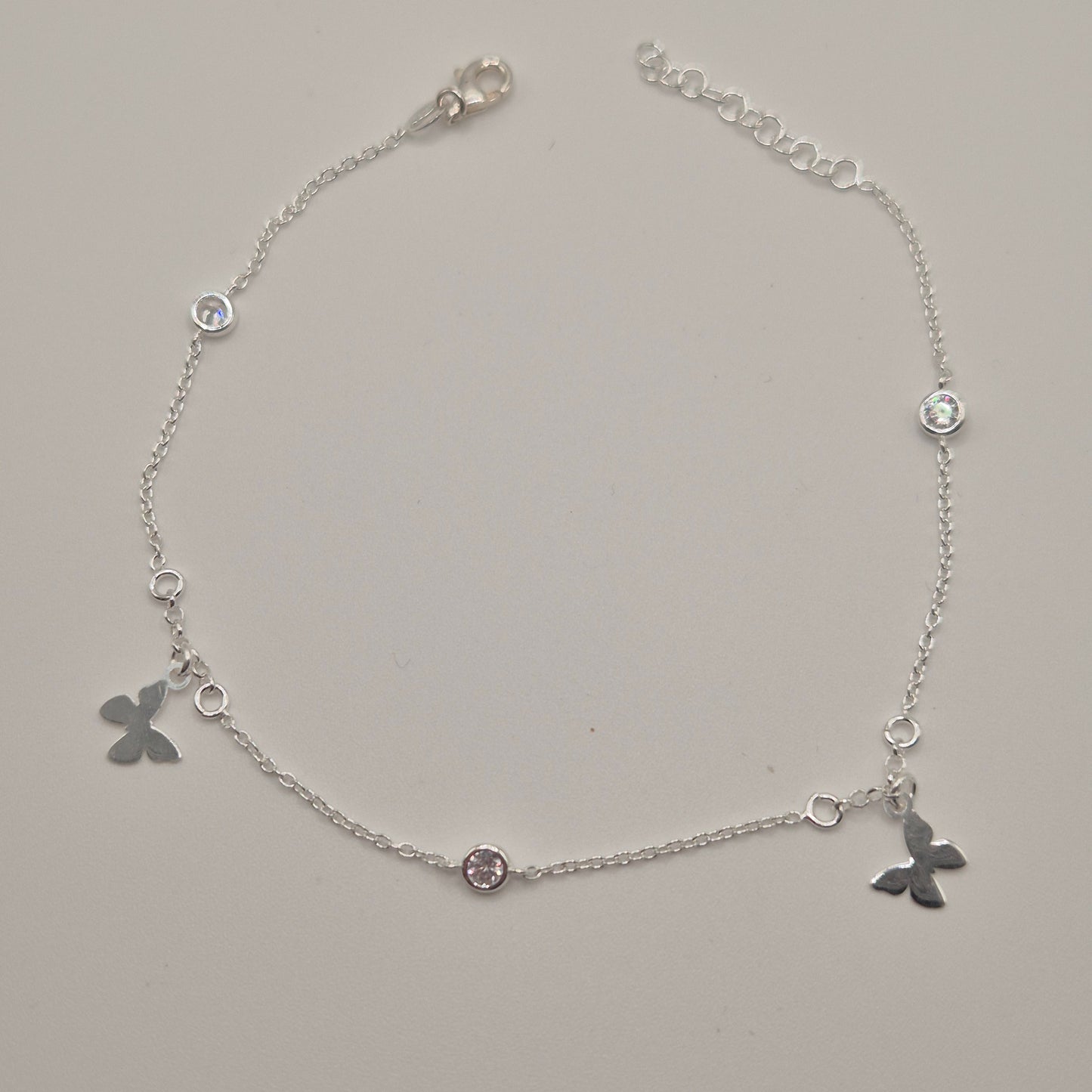 Zartes Fußkettchen Silber 925 Schmetterling