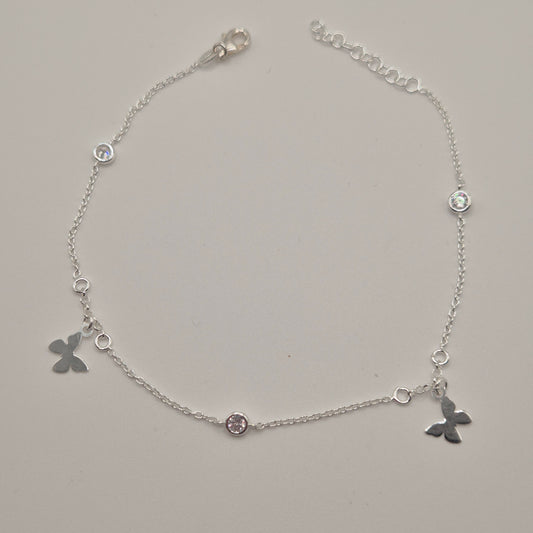 Zartes Fußkettchen Silber 925 Schmetterling