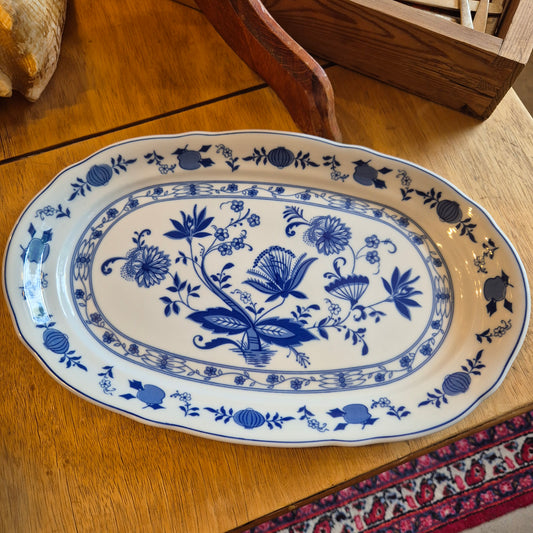 Wellco Design Porzellan Zwiebelmuster Servierplatte Teller blau weiß