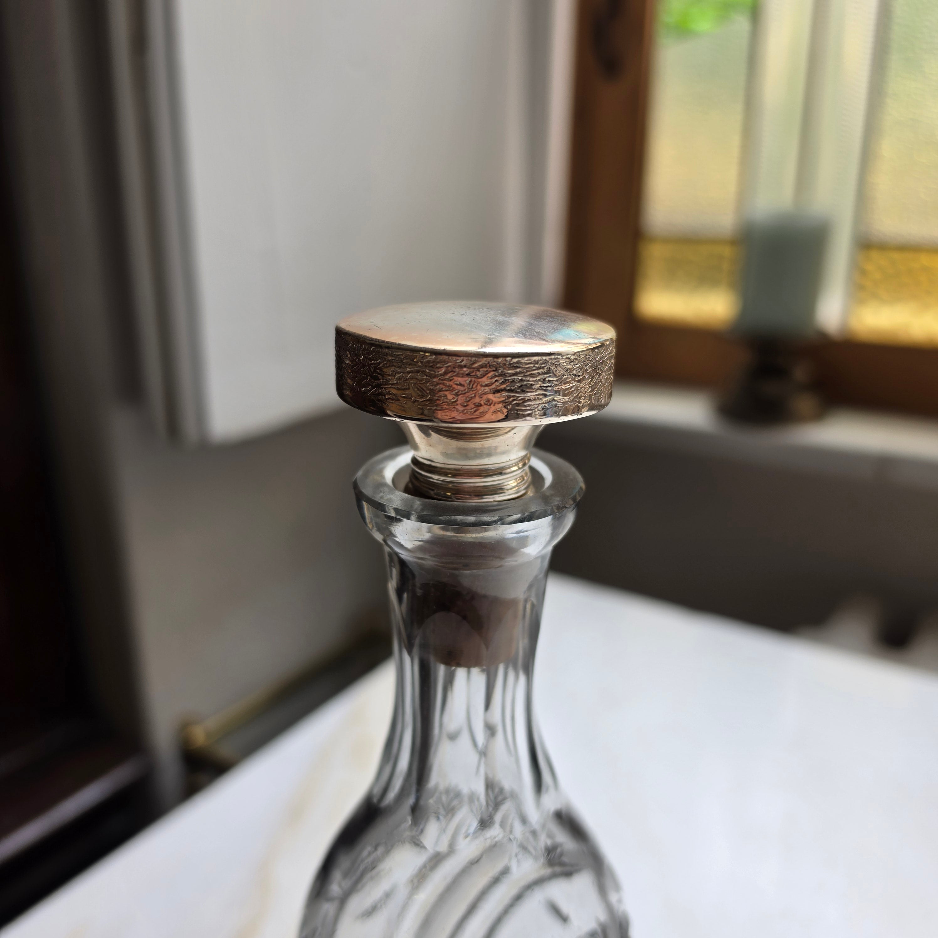 Antike edle 50er Jahre Karaffe Glas für Wein Wie Kristall