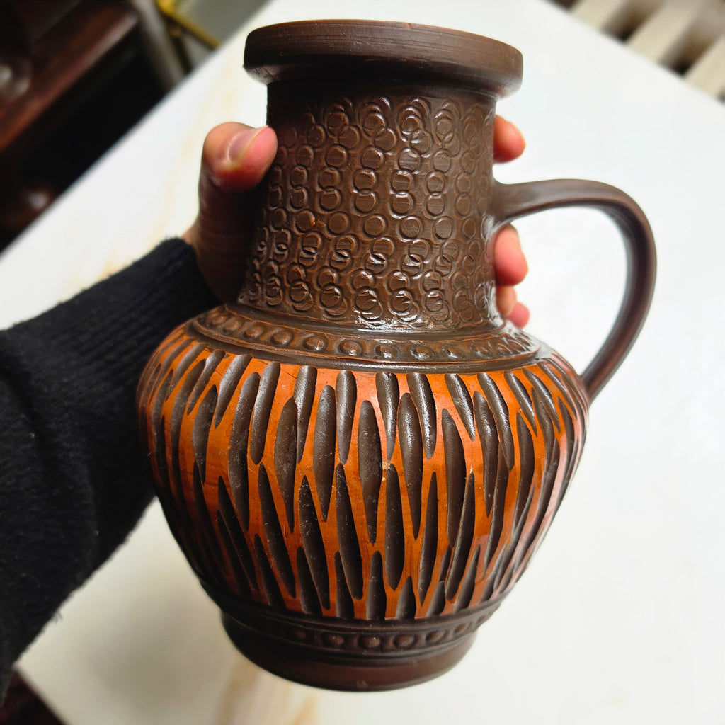 Vintage Scheurich Keramik Krug-Vase braun
