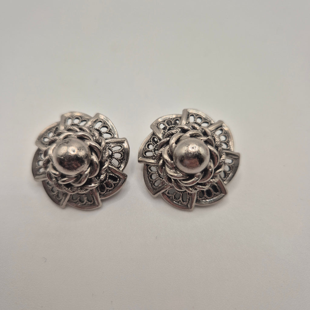 Vintage 50er Jahre Massive Runway Ohrringe / Made in West Germany Statement Clips Kupfer Silber