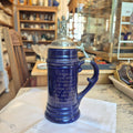 Vintage Porzellan Zinn Bierkrug mit Deckel Geschenk Blau mit Spruch  Heimat Krug