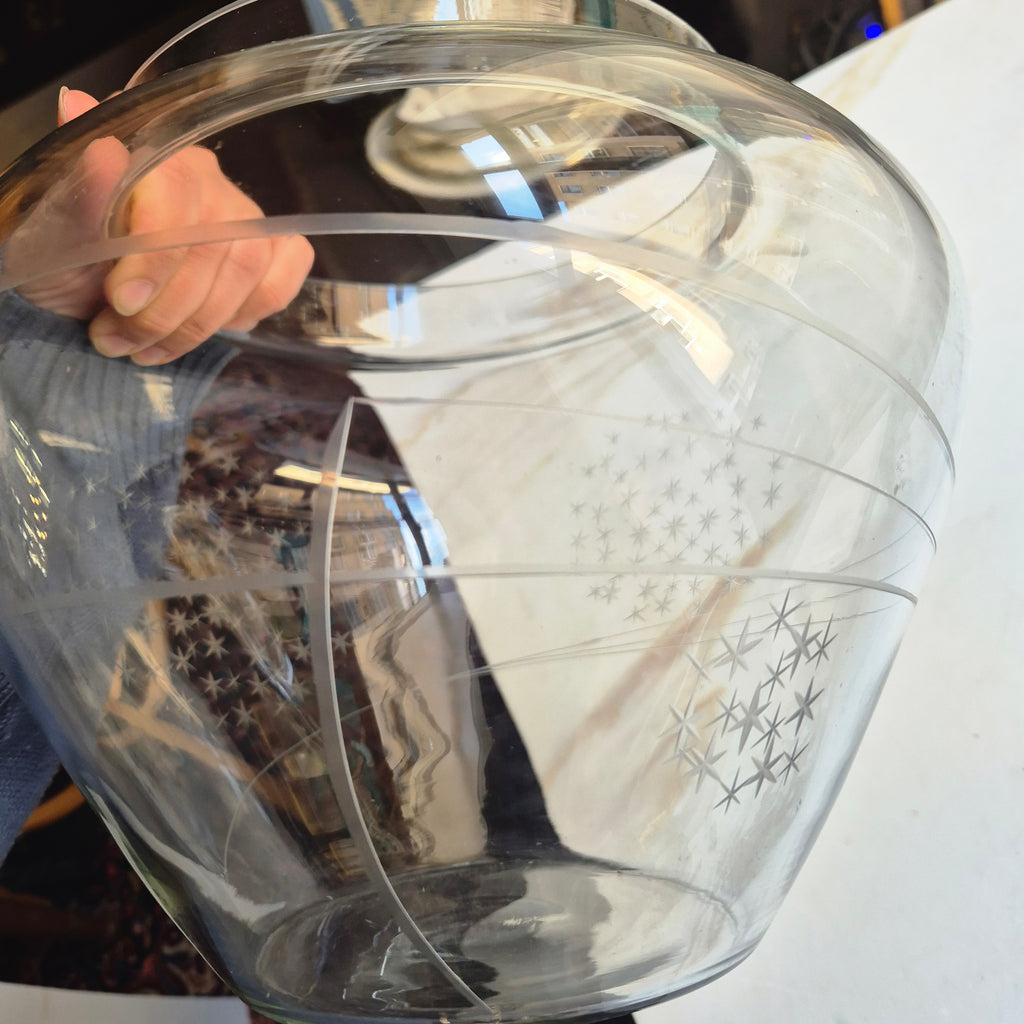 Große Vintage Glas Vase 70er Jahre Blumen
