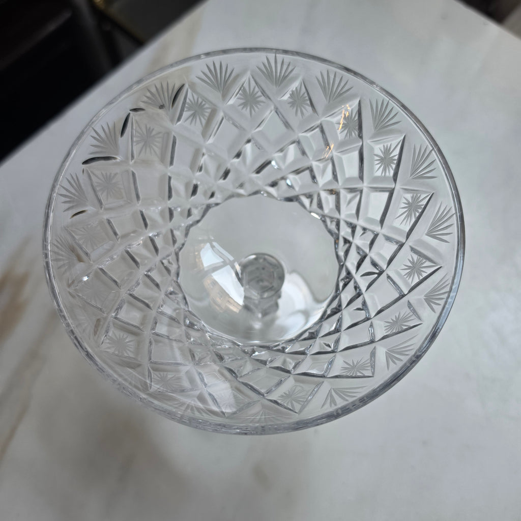 Große Vintage Kristall-Champagnerschale / Dessertschale mit edlem Sternschliff | Hochwertiges Bleikristall, Mid-Century