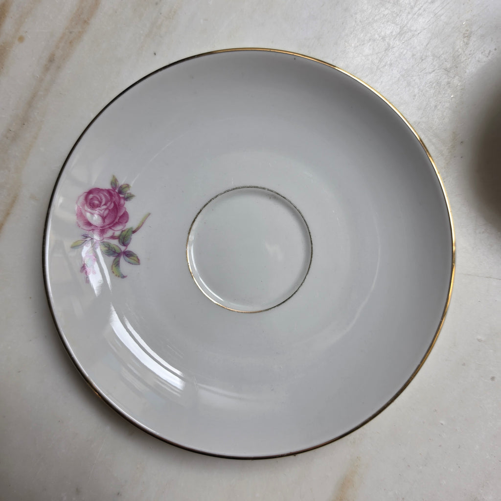 Fürstenberg Porzellan Teetasse mit Untertasse – Romantisches Rosenmotiv & Goldrand – Vintage Gedeck