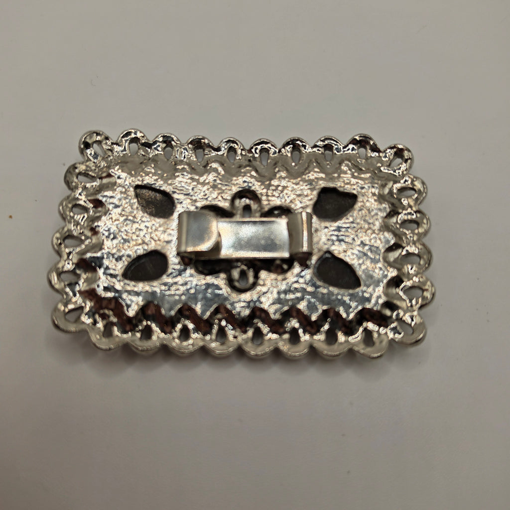 Vintage Schmuck-Gürtelschnalle – Elegante Schließe im Barock-Stil mit Cabochons & Perle, Bicolor