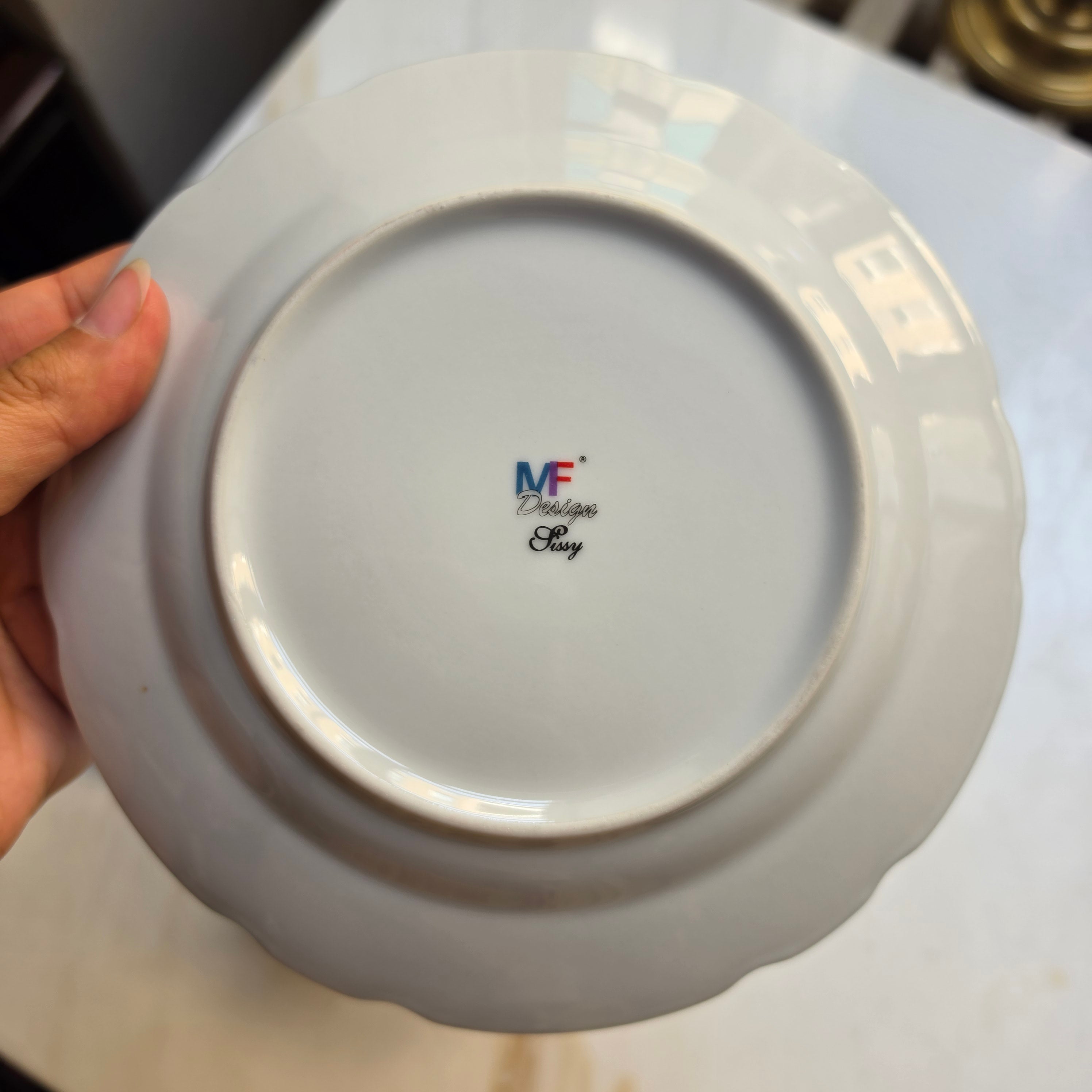Vintage Porzellan Gedeck 3-teilig „Sissy“ von MF Design – Kobaltblau mit Golddekor & Blumenbukett