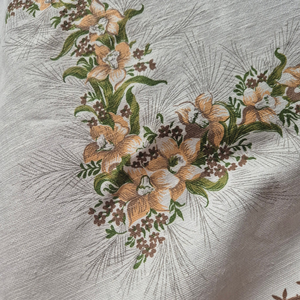 Vintage Leinen Tischdecke gemustert 125x160cm