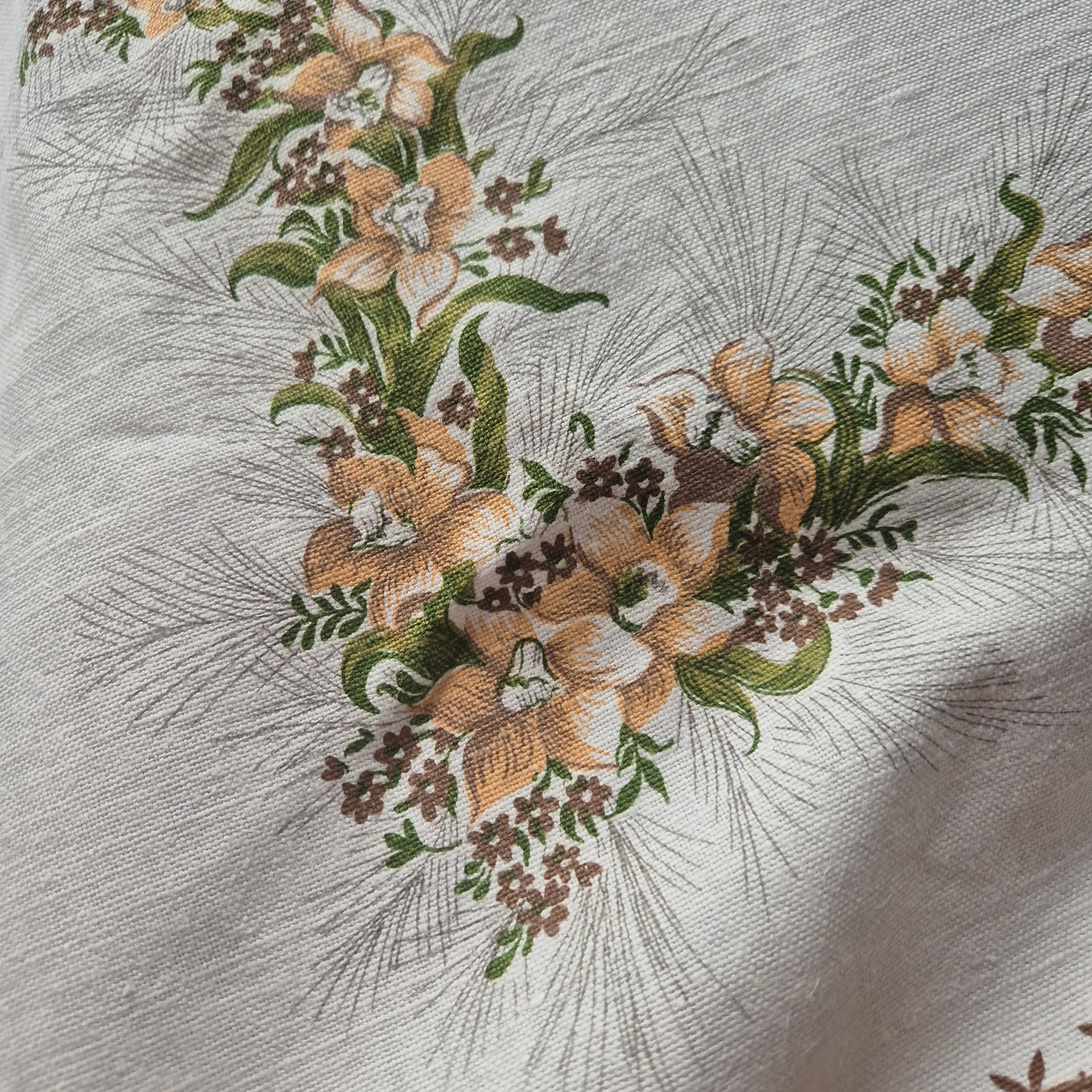 Vintage Leinen Tischdecke gemustert 125x160cm