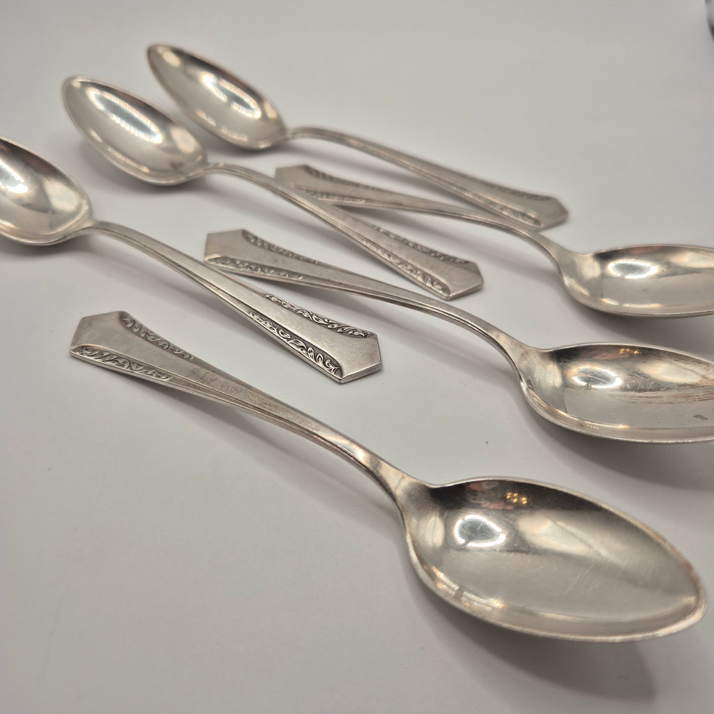 6x Jugendstil Teelöffel versilbert 90er Auflage