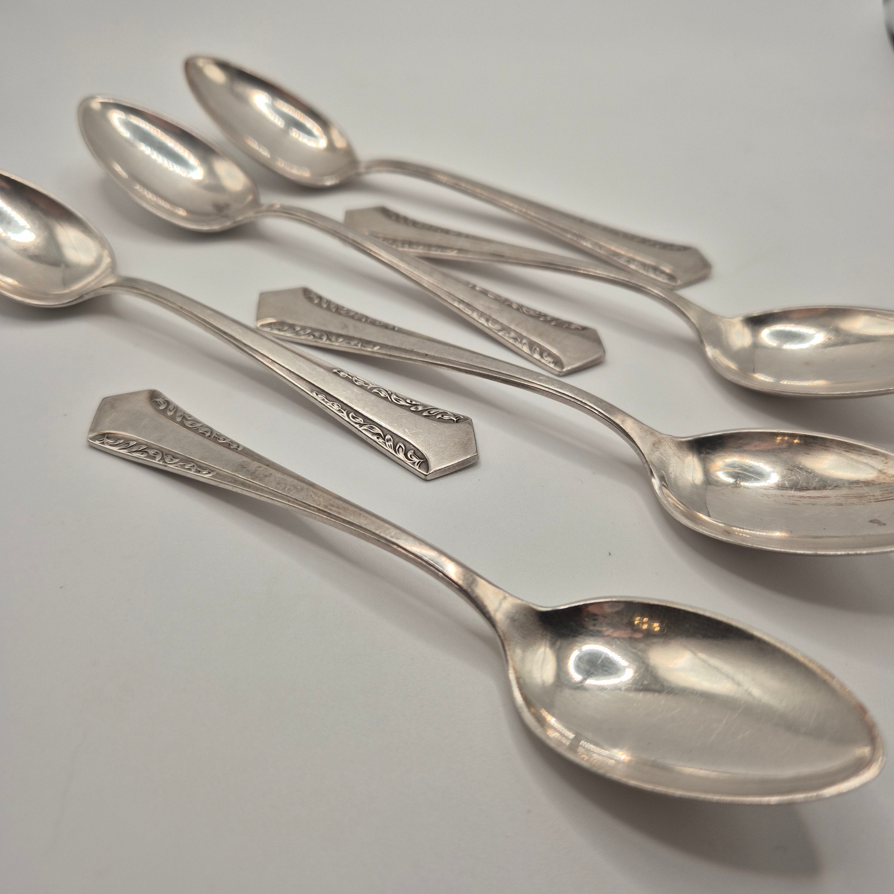 6x Jugendstil Teelöffel versilbert 90er Auflage