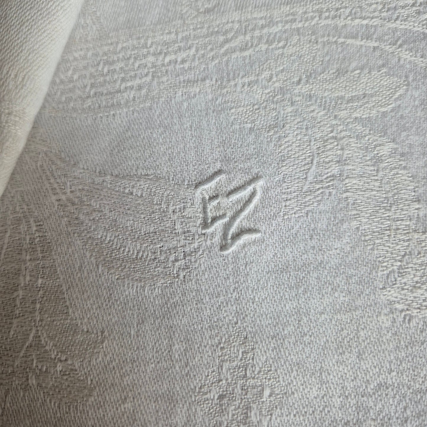 2x Antike Jugendstil Küchen-&Geschirrtücher Damast cremeweiß Monogramm E.Z. 🤍