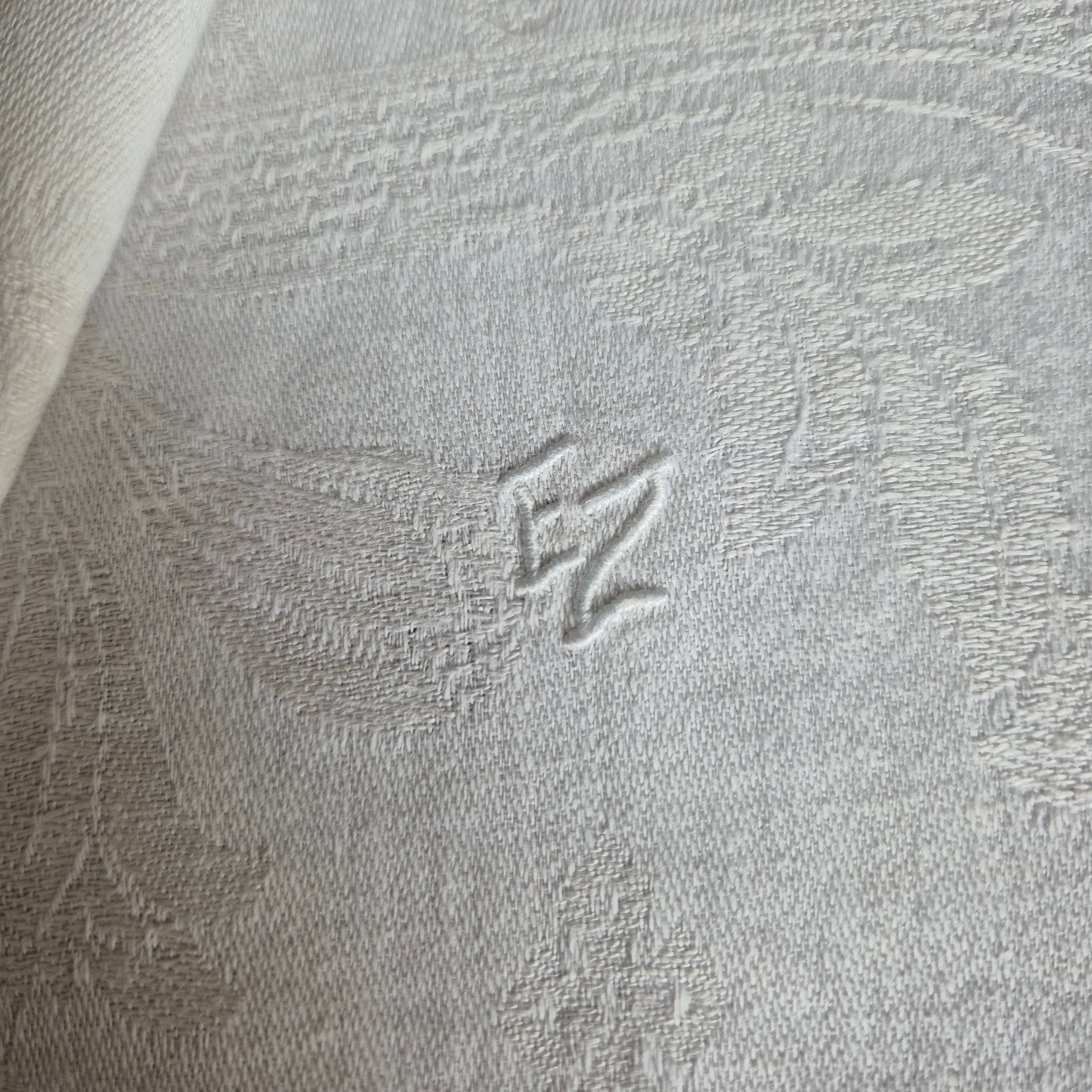 2x Antike Jugendstil Küchen-&Geschirrtücher Damast cremeweiß Monogramm E.Z. 🤍