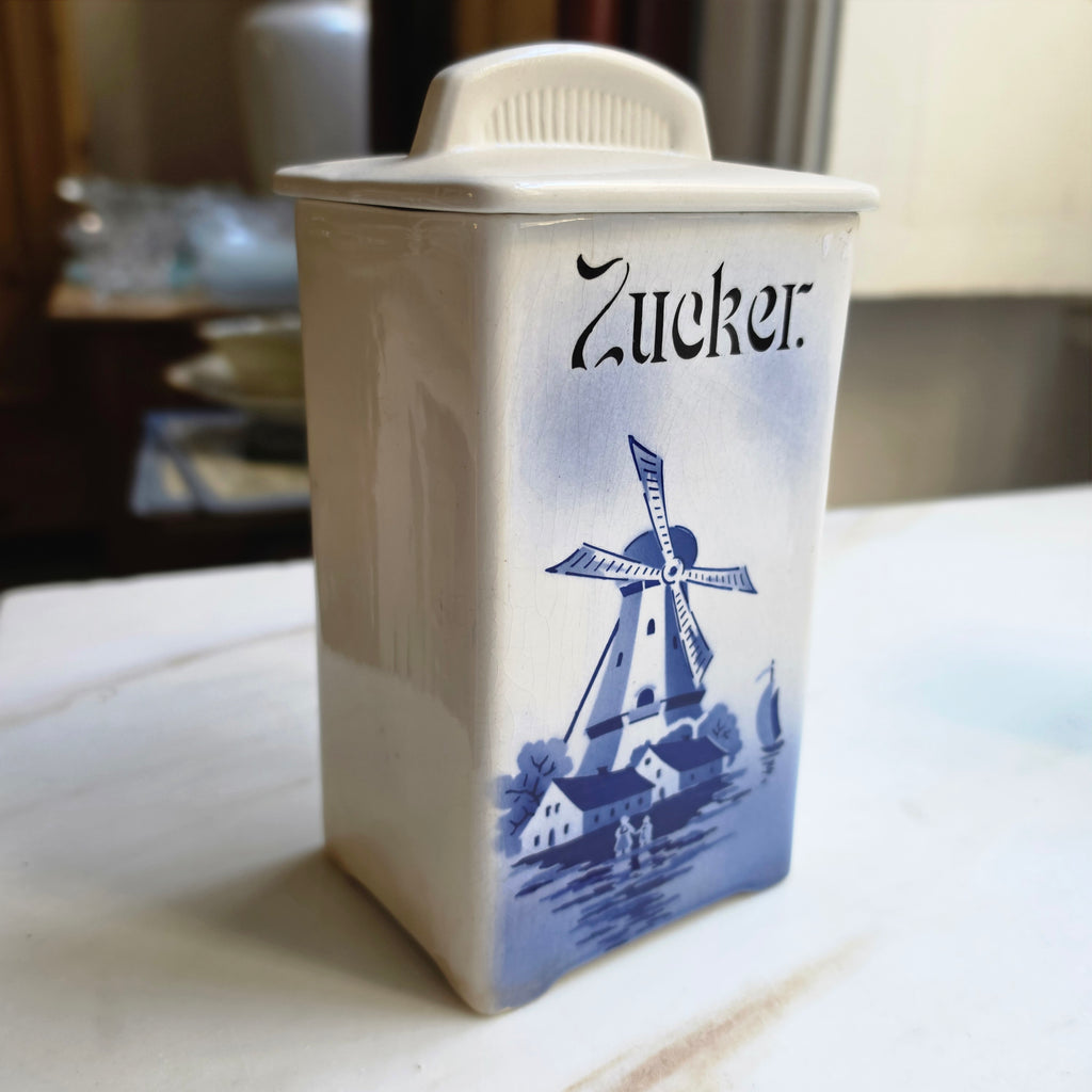 Antike Vorratsdose Jugendstil Keramik "Zucker" oder "Graupen" um 1930