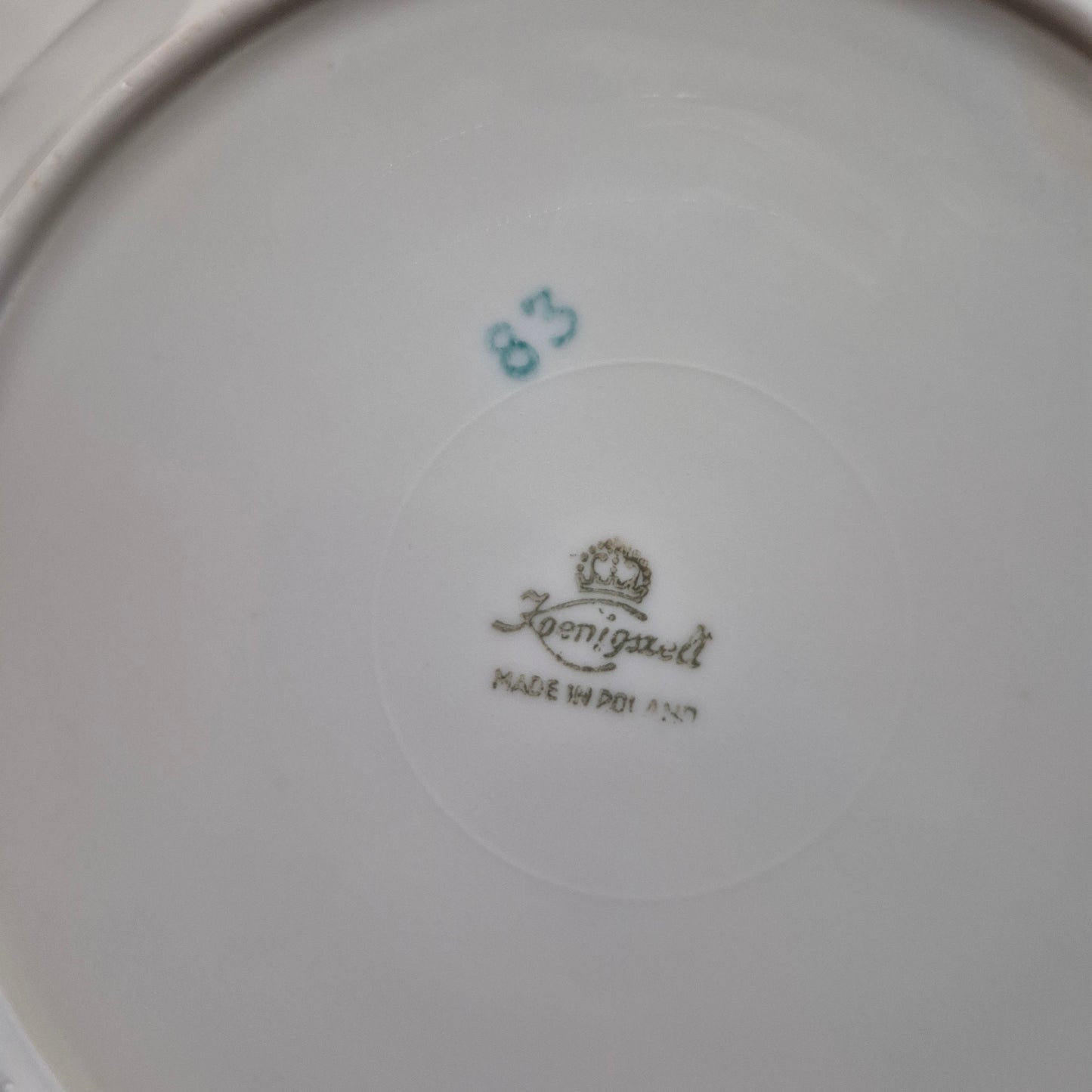 6x Antike Suppenteller Blumendekor weiß Goldrand Koenigszelt Made in Poland