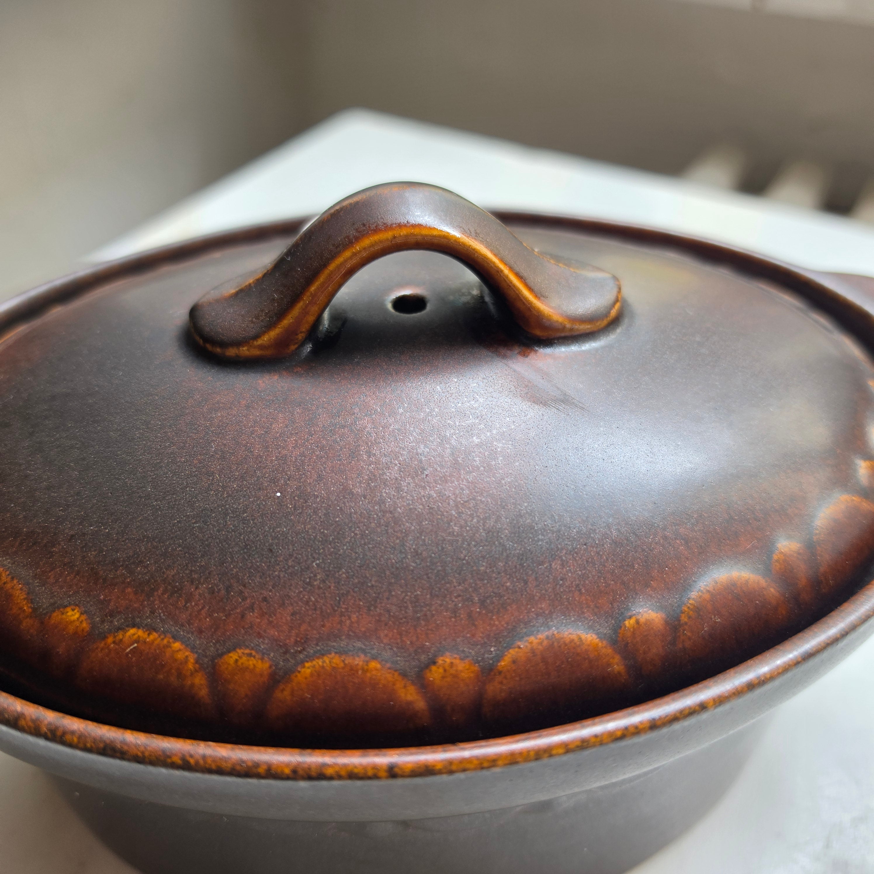 Vintage Friesland Melitta Keramik Auflaufform mit Deckel – Braun / Keramik-Kasserolle 70er Jahre