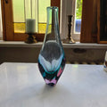Vintage Glaskunst Vase blau rosa