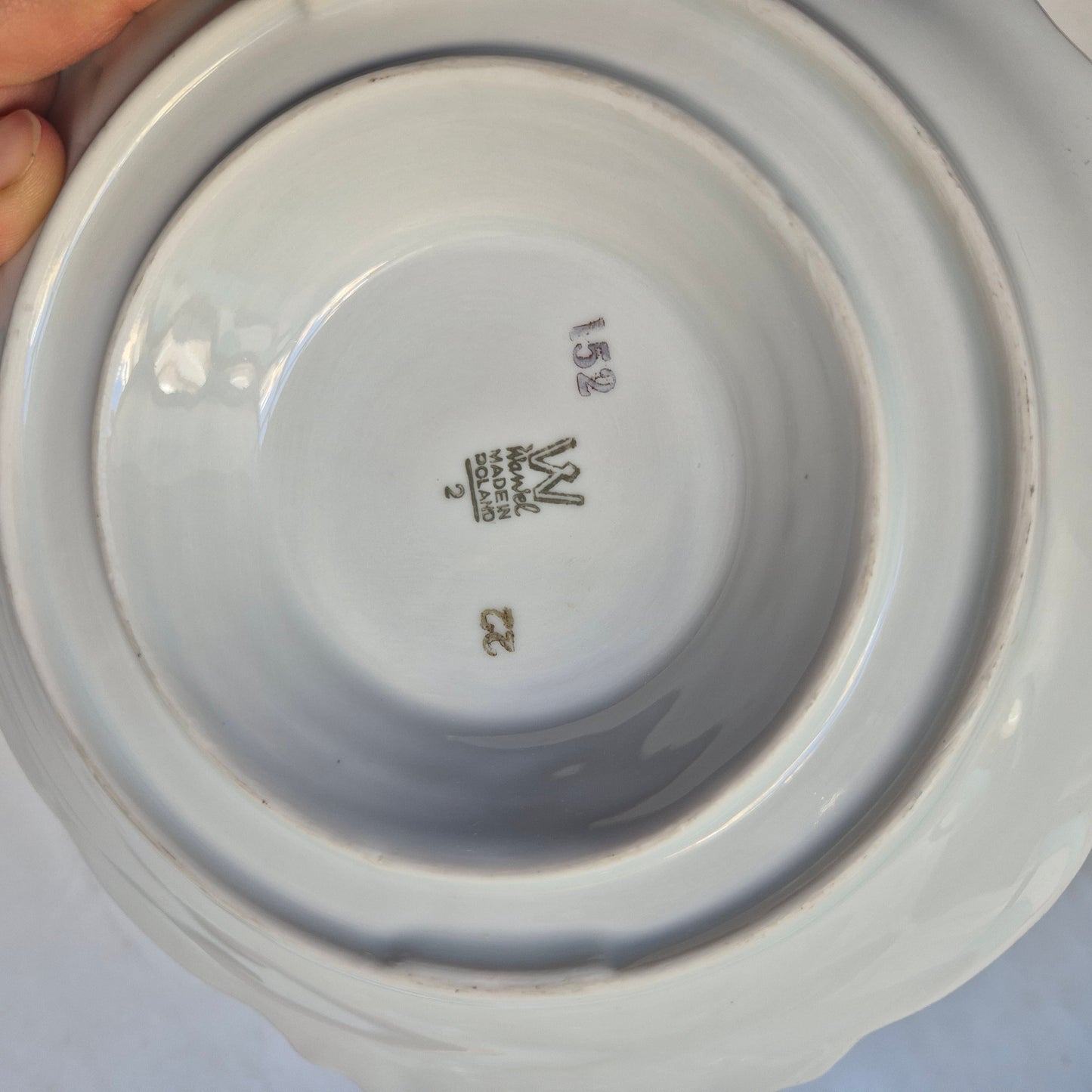 Antike Porzellan Sauciere weiß mit Blumendekor Wawel Polen