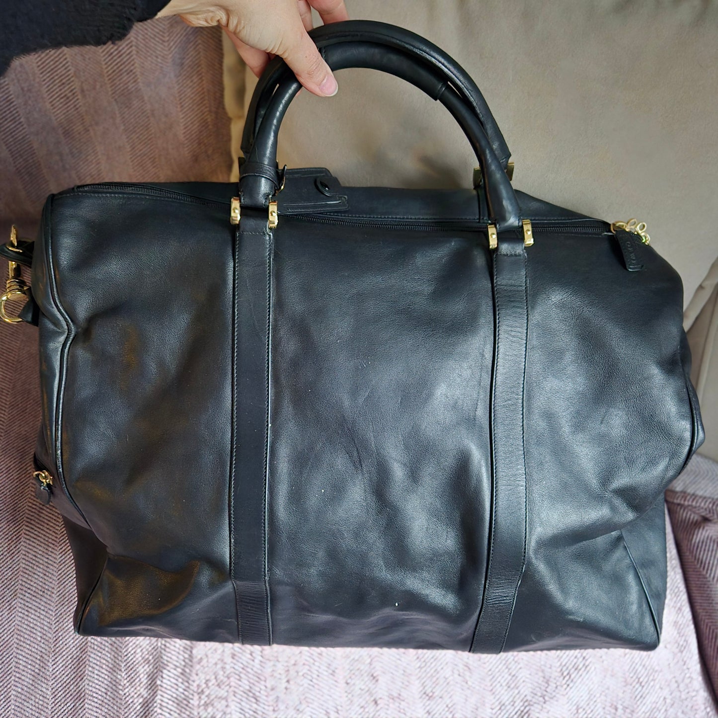 Seltene Vintage LOEWE Nappa Leder Shopper / Tote – 90er Jahre – Schwarz