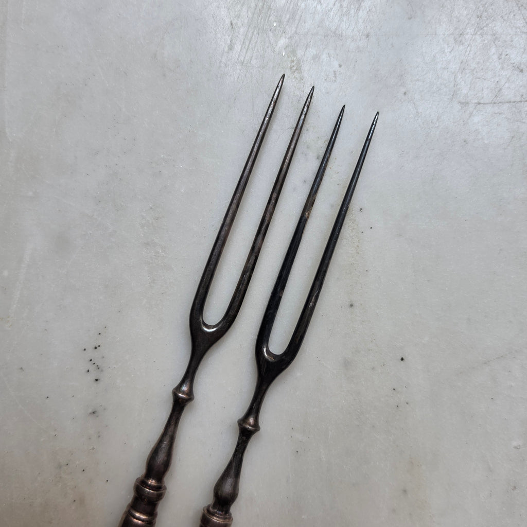 2x antike versilberte Beilagengabeln Bernsdorf
